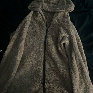 Cozy Tan Fleece Zip-Up Hoodie
